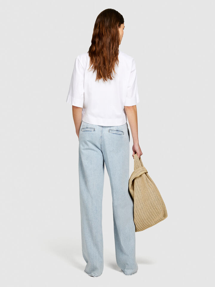 Organic cotton t-shirt with print - women's short sleeve t-shirts - White | Sisley image number 3